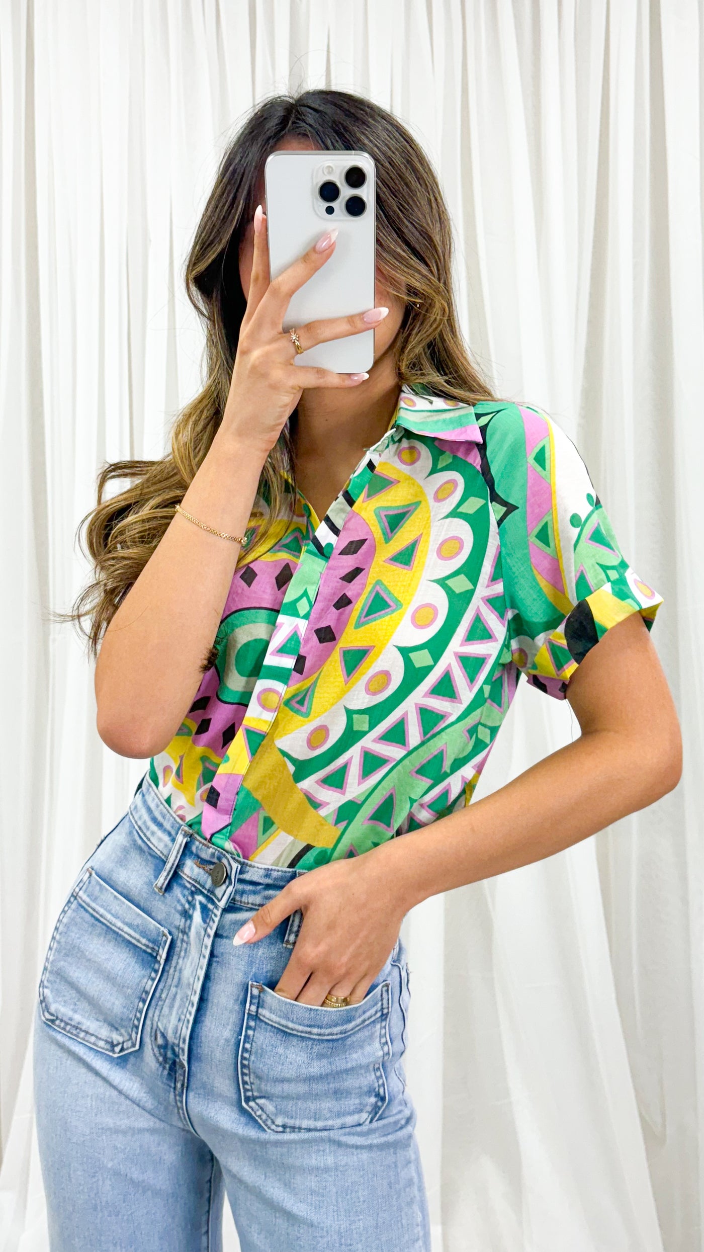 WINNIE BLOUSE - GREEN PRINT