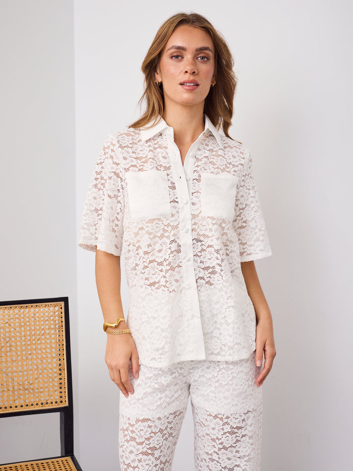 AZURA LACE SHIRT - WHITE