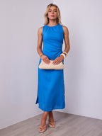 PAROS LINEN DRESS - BLUE