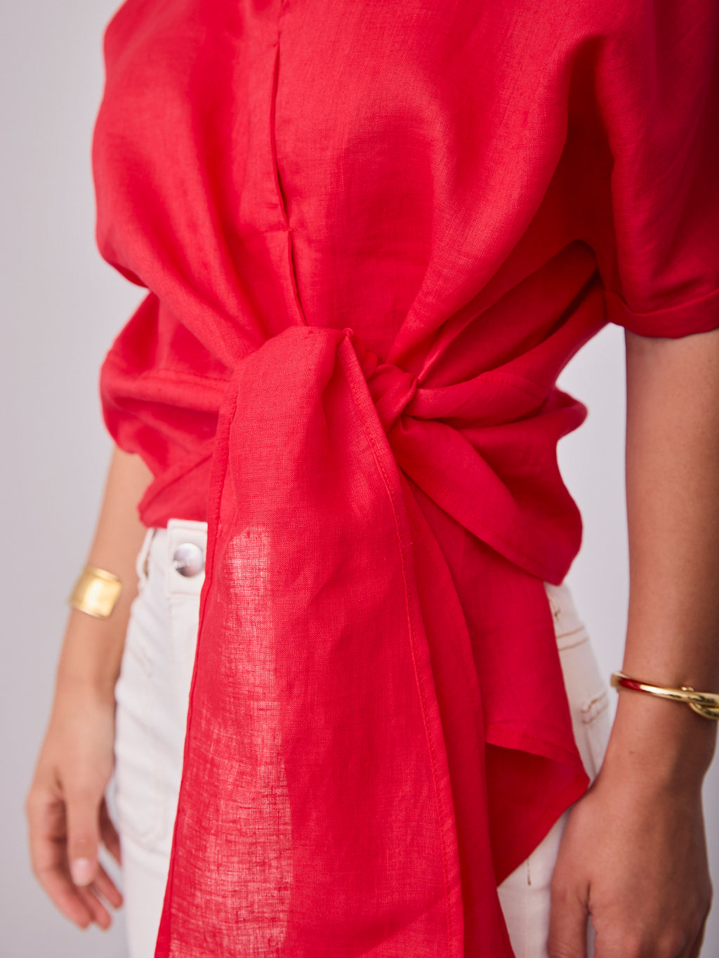 COMO LINEN SHIRT - RED
