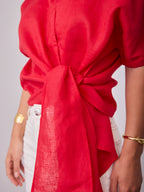 COMO LINEN SHIRT - RED