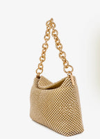 REVERIE METALLIC BEADED CHAIN BAG - GOLD
