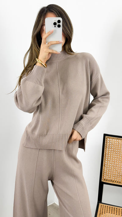DELTA KNIT TOP - MUSHROOM