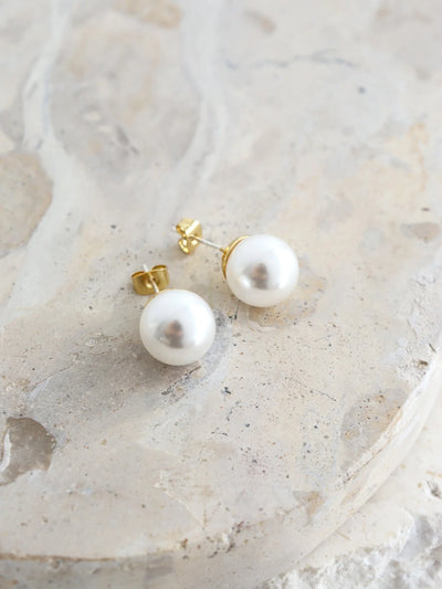MARISOL GLASS PEARL 18K GOLD PLATED EARRINGS - GOLD