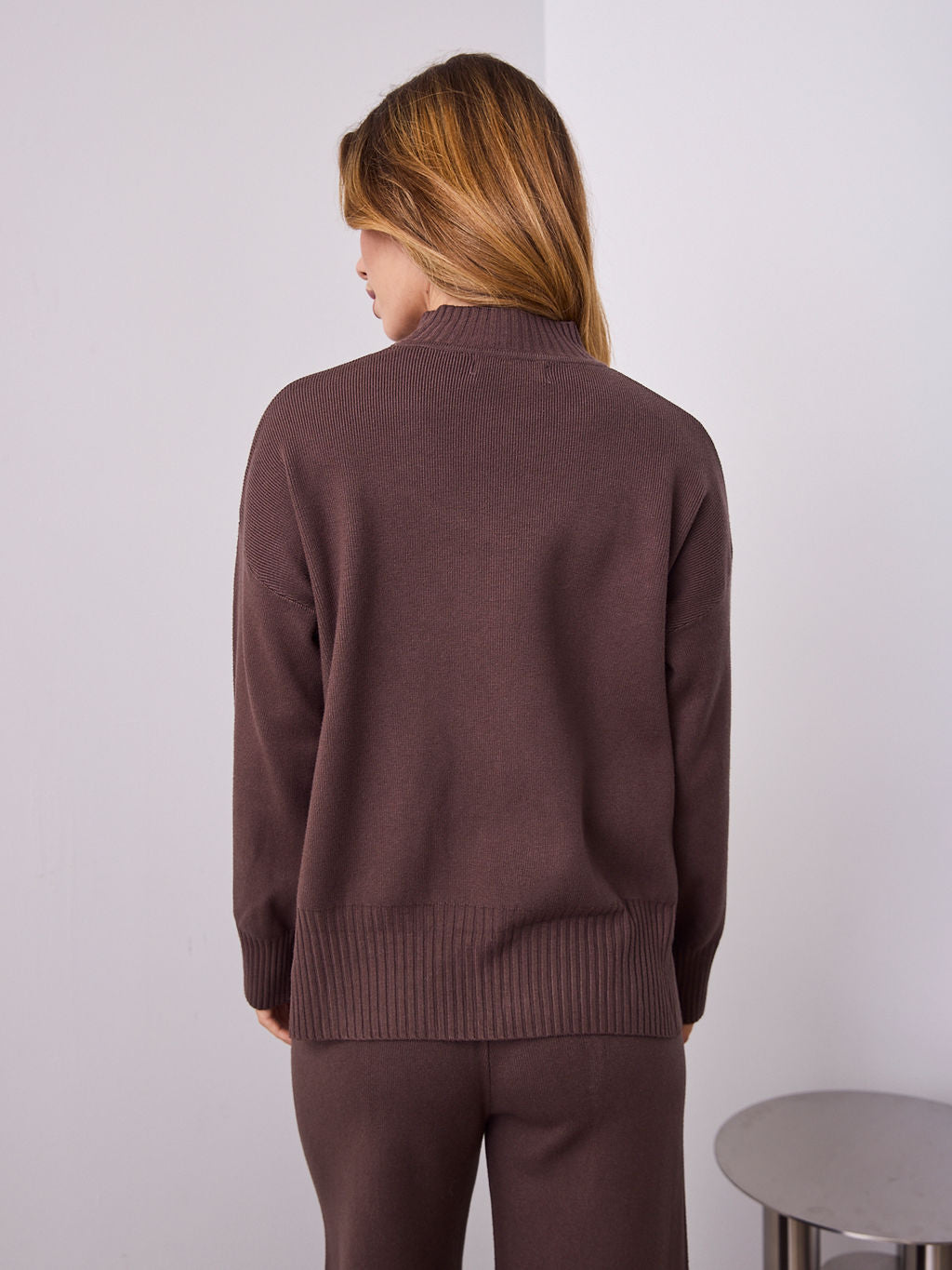 DELTA KNIT TOP - ESPRESSO