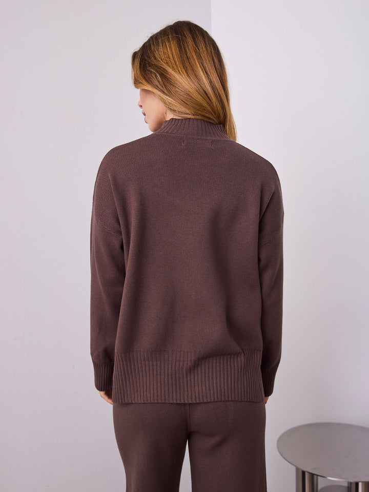 DELTA KNIT TOP - ESPRESSO