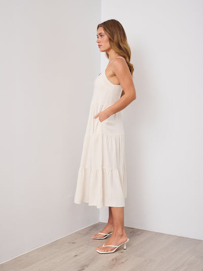 ARIN LINEN DRESS - STONE