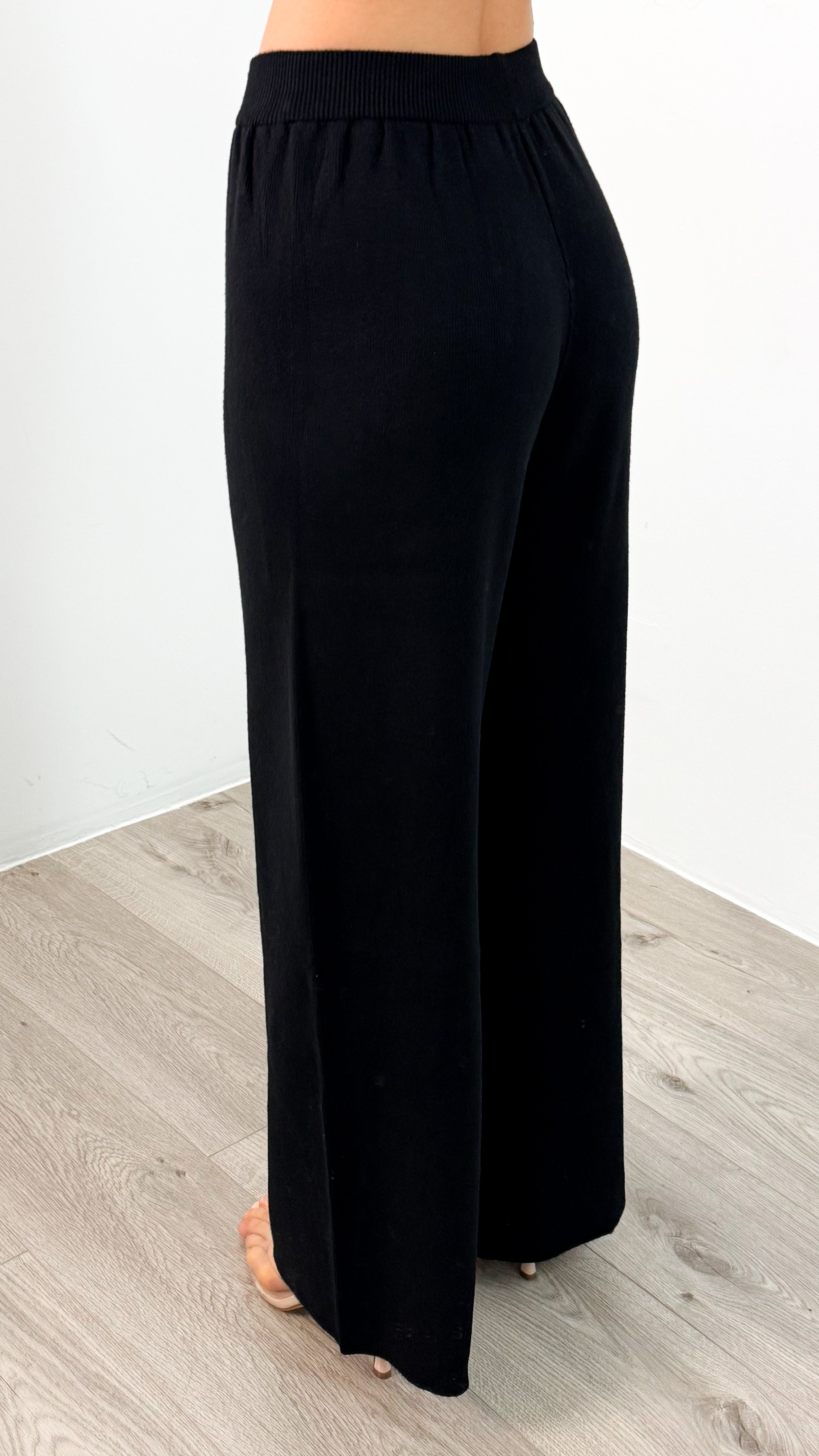 ENZA ZIP KNIT SET - BLACK