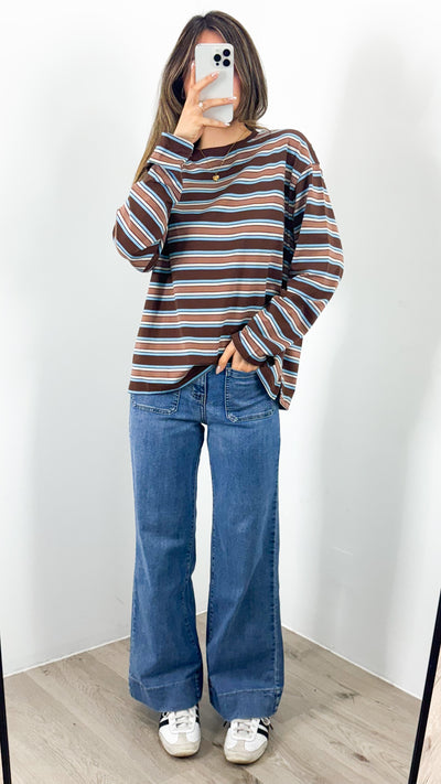 BOWEN STRIPE TOP - TAN
