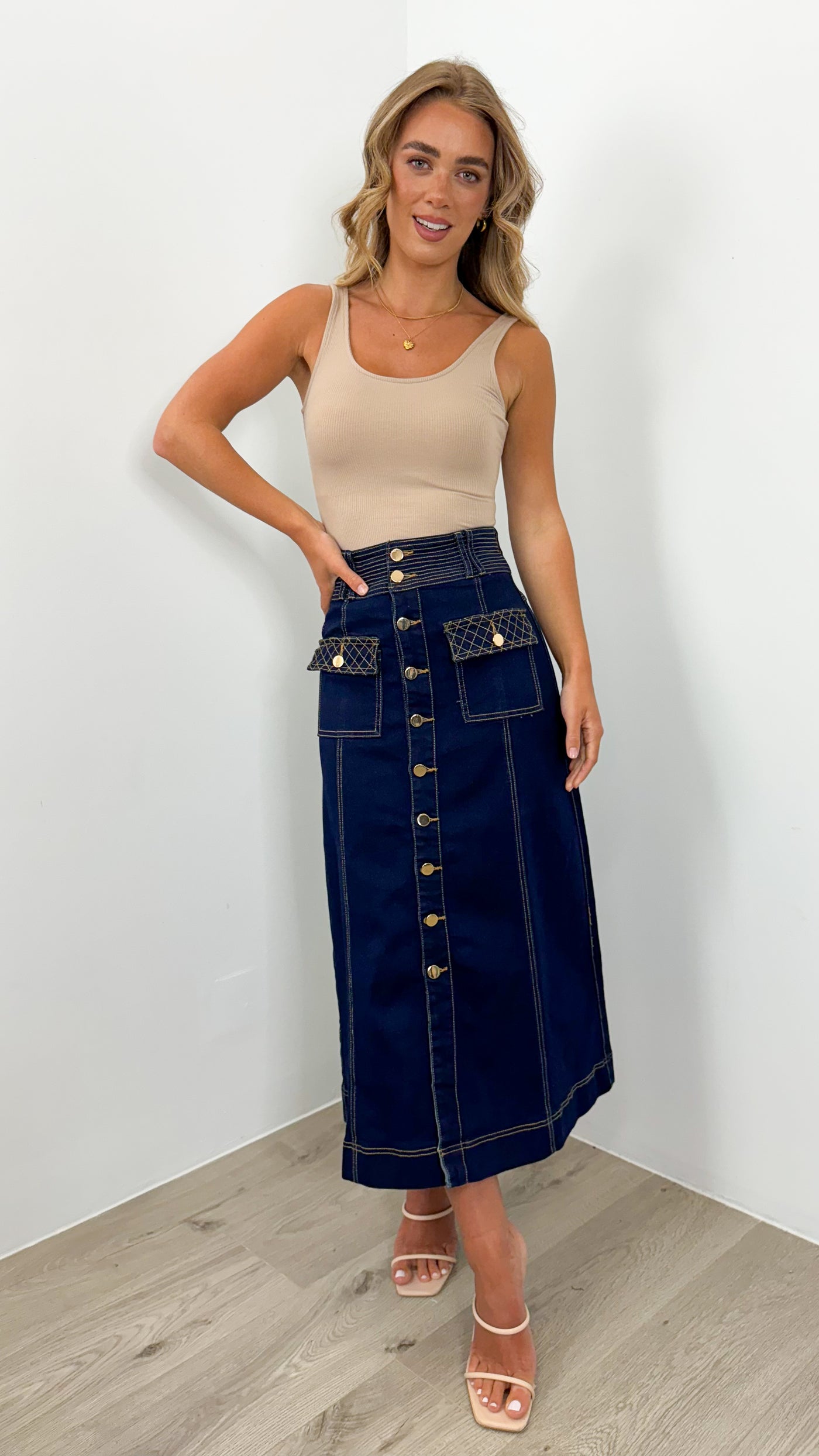 PRESTON DENIM SKIRT - INDIGO