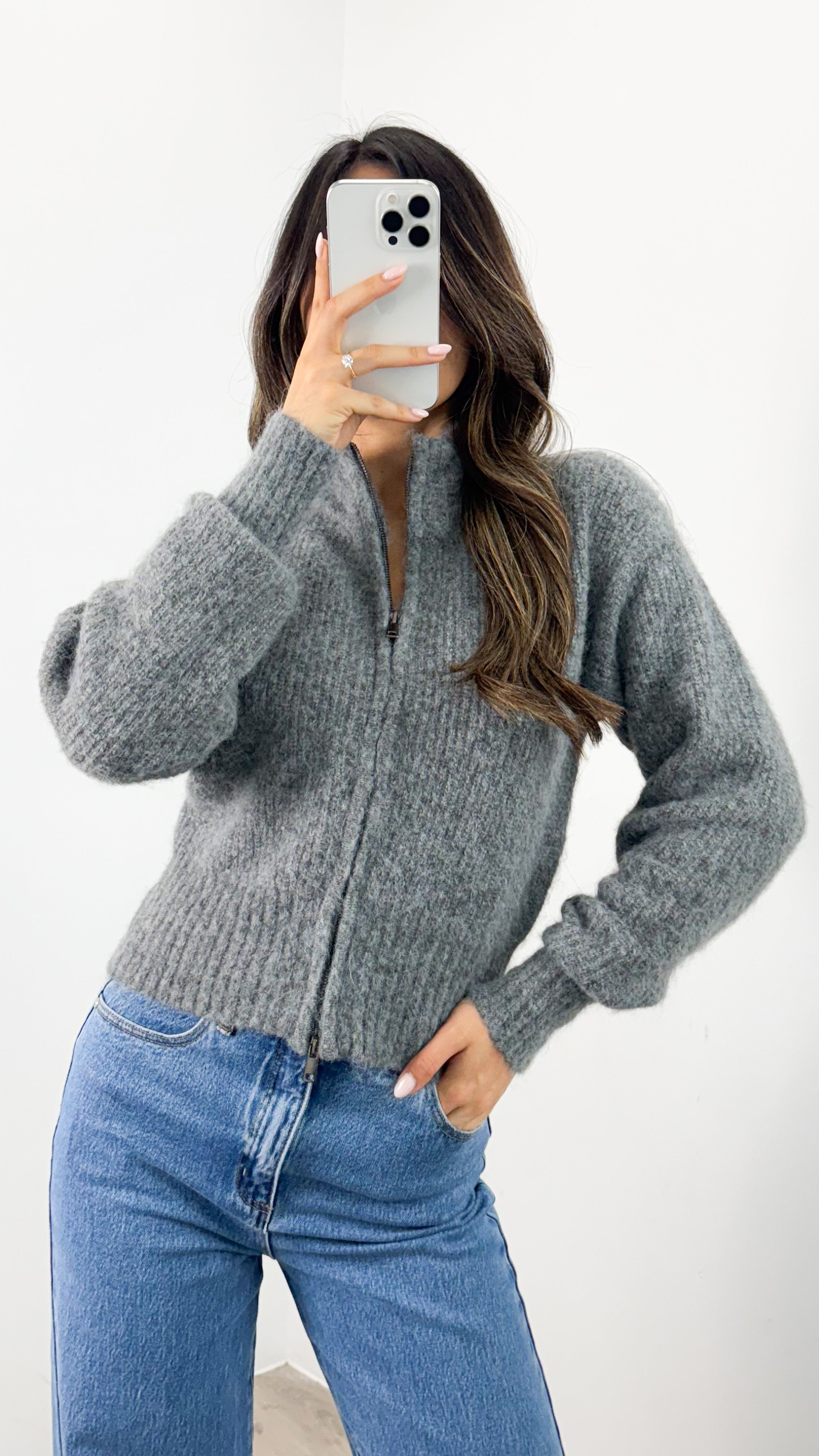 NOAH ZIP KNIT - CHARCOAL