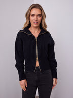 NERO TWO WAY ZIP KNIT - BLACK