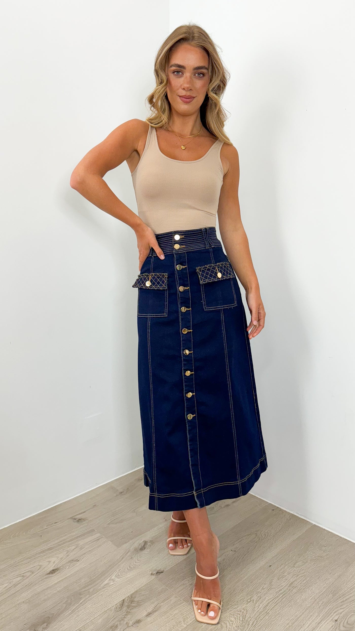 PRESTON DENIM SKIRT - INDIGO