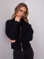 NERO TWO WAY ZIP KNIT - BLACK