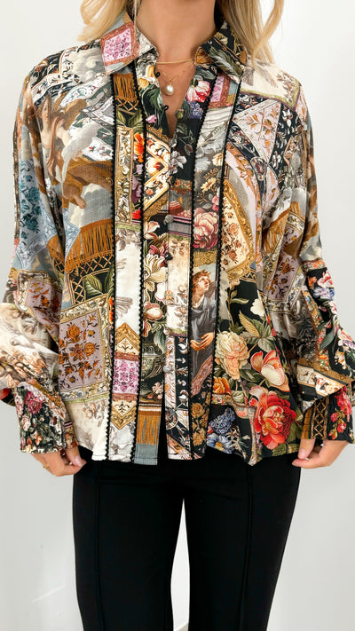MERUCCI BLOUSE - BLACK PRINT