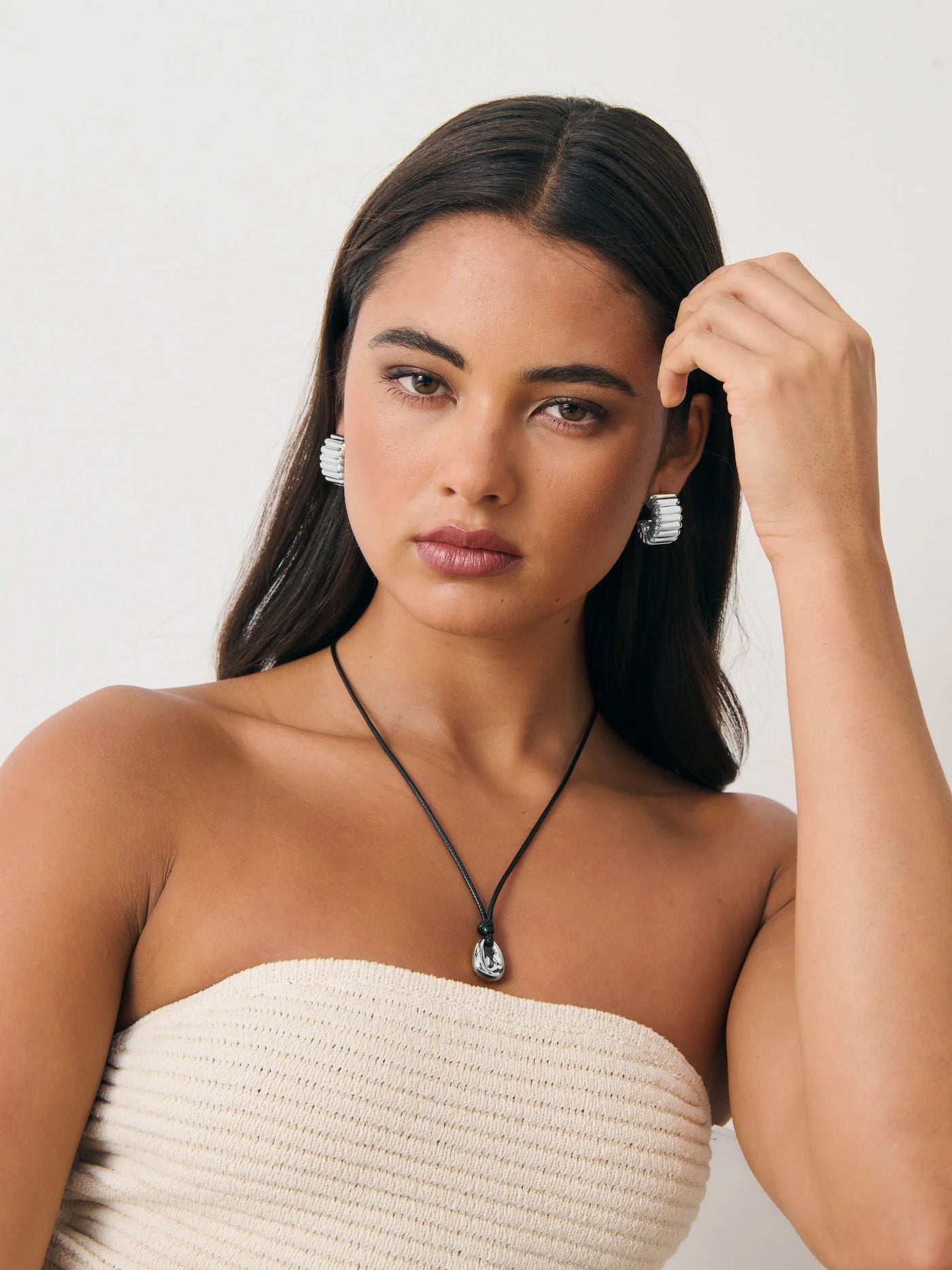 INDIRA STERLING SLIVER PLATED EARRINGS - SILVER