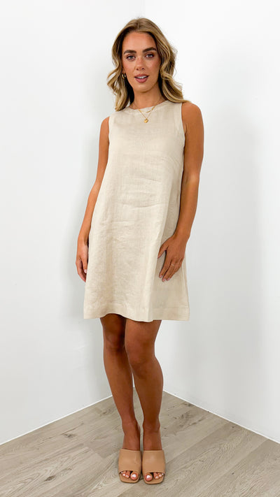 PARKER LINEN DRESS - BONE