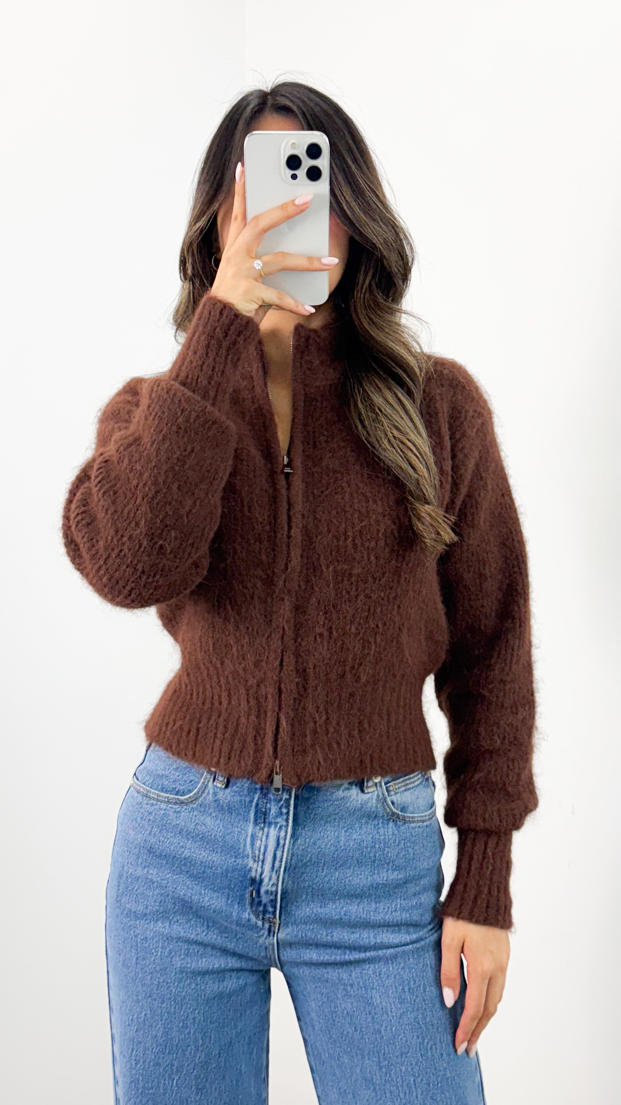 NOAH ZIP KNIT - CHOCOLATE