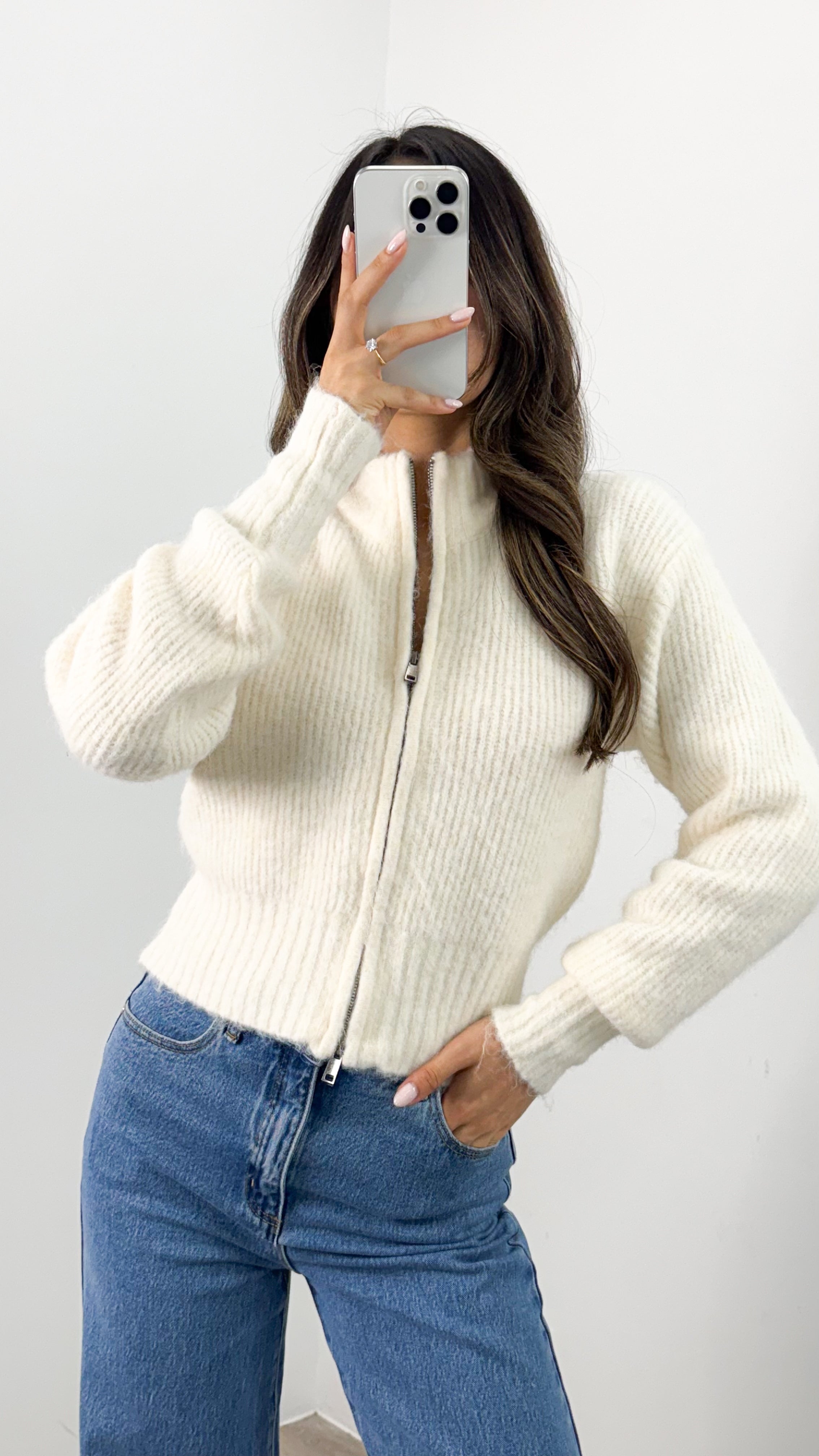 NOAH ZIP KNIT - CREAM