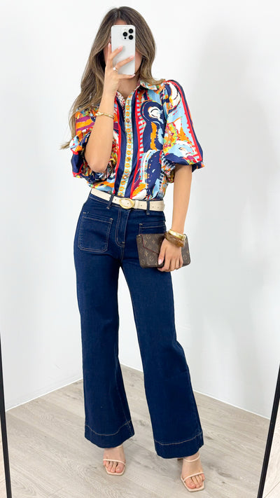 SICILY BLOUSE - NAVY