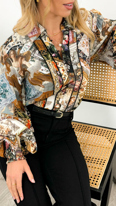 MERUCCI BLOUSE - BLACK PRINT