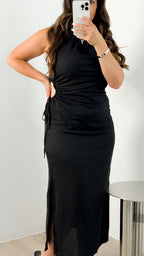 PAROS LINEN DRESS - BLACK