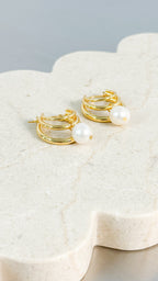 LEONA PEARL 18K GOLD PLATED EARRINGS - GOLD