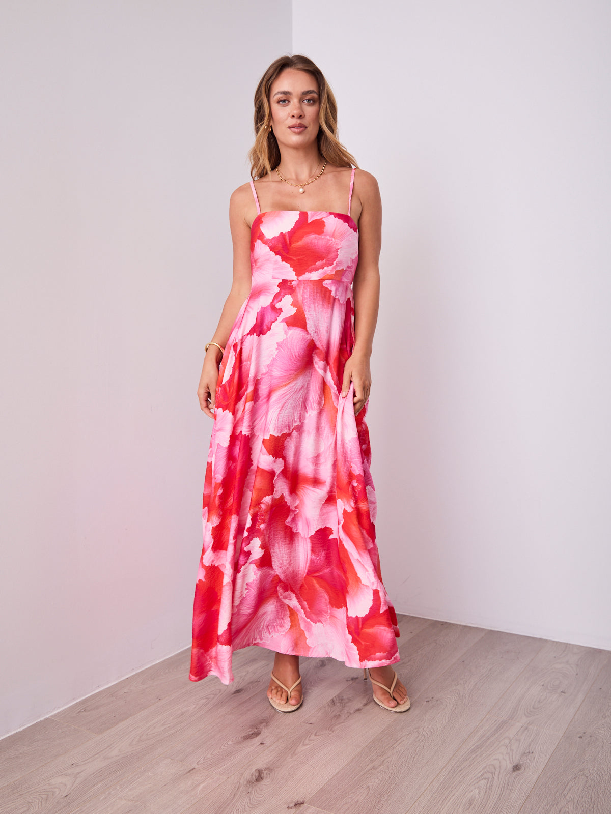 ROSE MAXI DRESS - PINK/RED