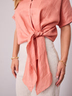 COMO LINEN SHIRT - BRICK