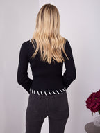 REID FITTED KNIT TOP - BLACK