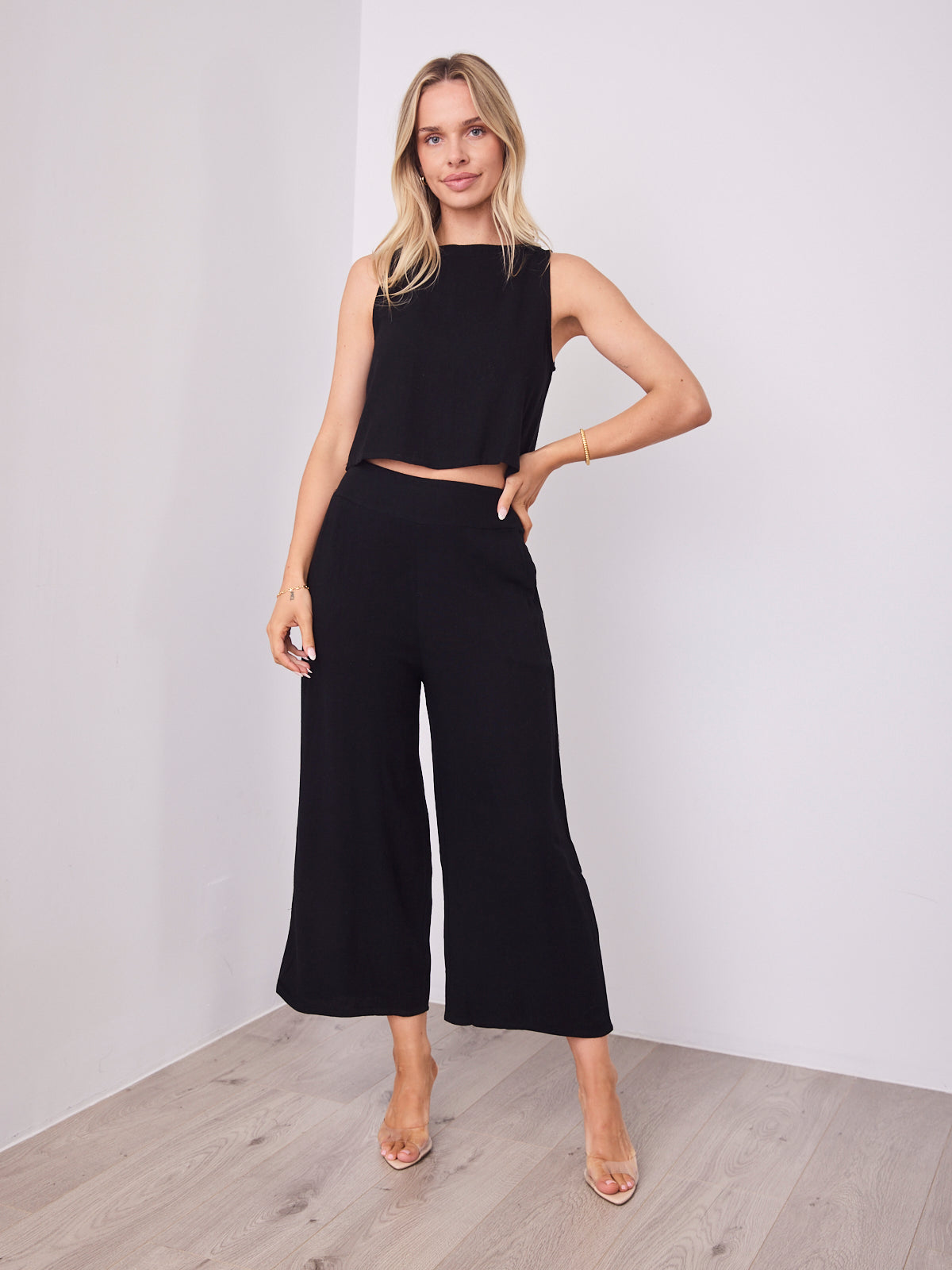 MEMPHIS 7/8 LINEN PANTS - BLACK