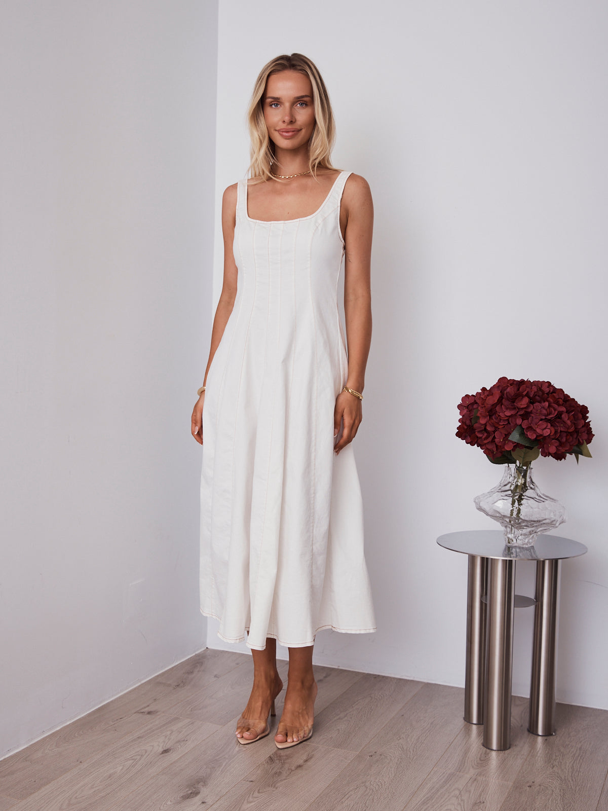 EVE DENIM DRESS - WHITE