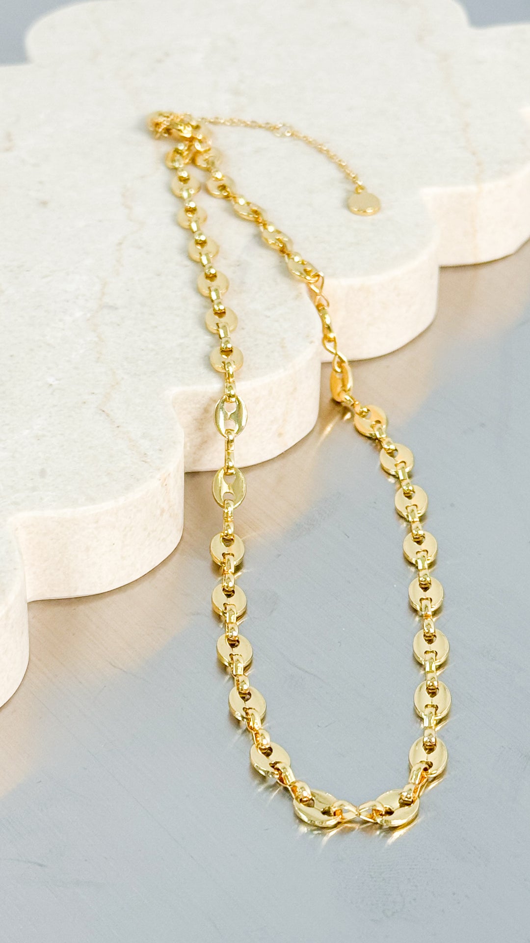 PUFF MARINER CHAIN 18K GOLD PLATED NECKLACE - GOLD