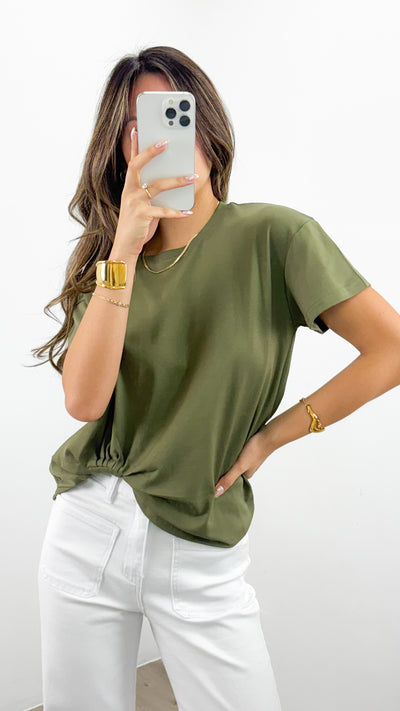 ESTHER EASY TUCK TEE - OLIVE