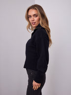 NERO TWO WAY ZIP KNIT - BLACK