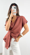 COMO LINEN SHIRT - CLAY