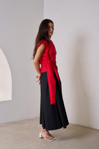 ZOE LINEN TOP - RED