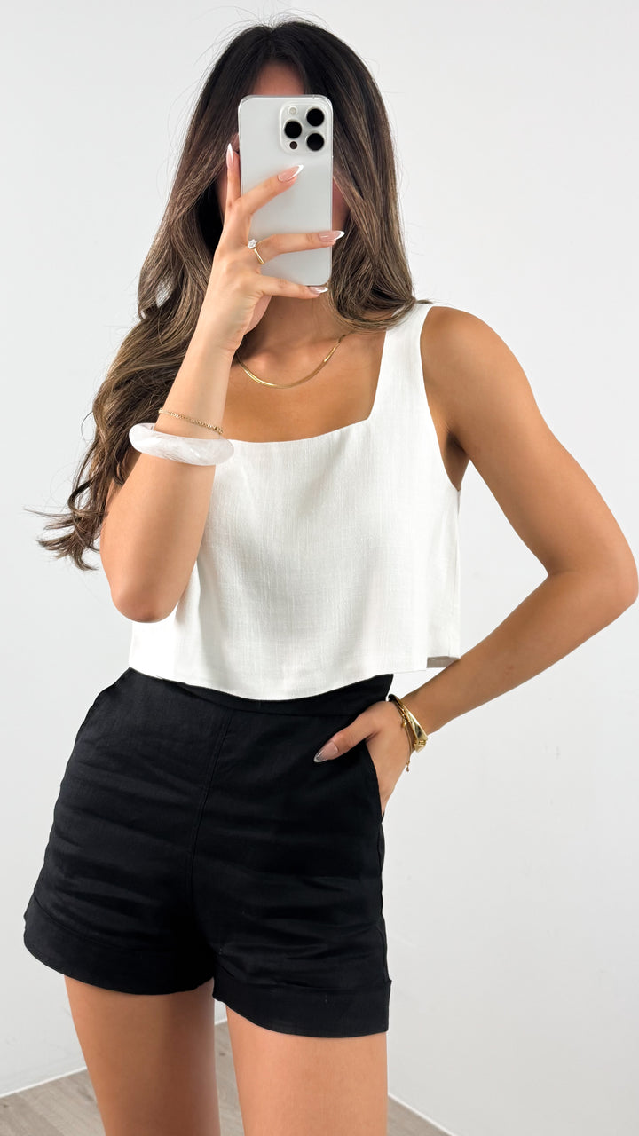 BAKER LINEN SHORTS - BLACK