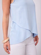 TALIA LINEN TOP - BABY BLUE