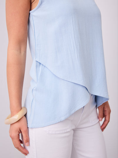 TALIA LINEN TOP - BABY BLUE