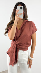 COMO LINEN SHIRT - CLAY