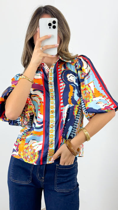 SICILY BLOUSE - NAVY