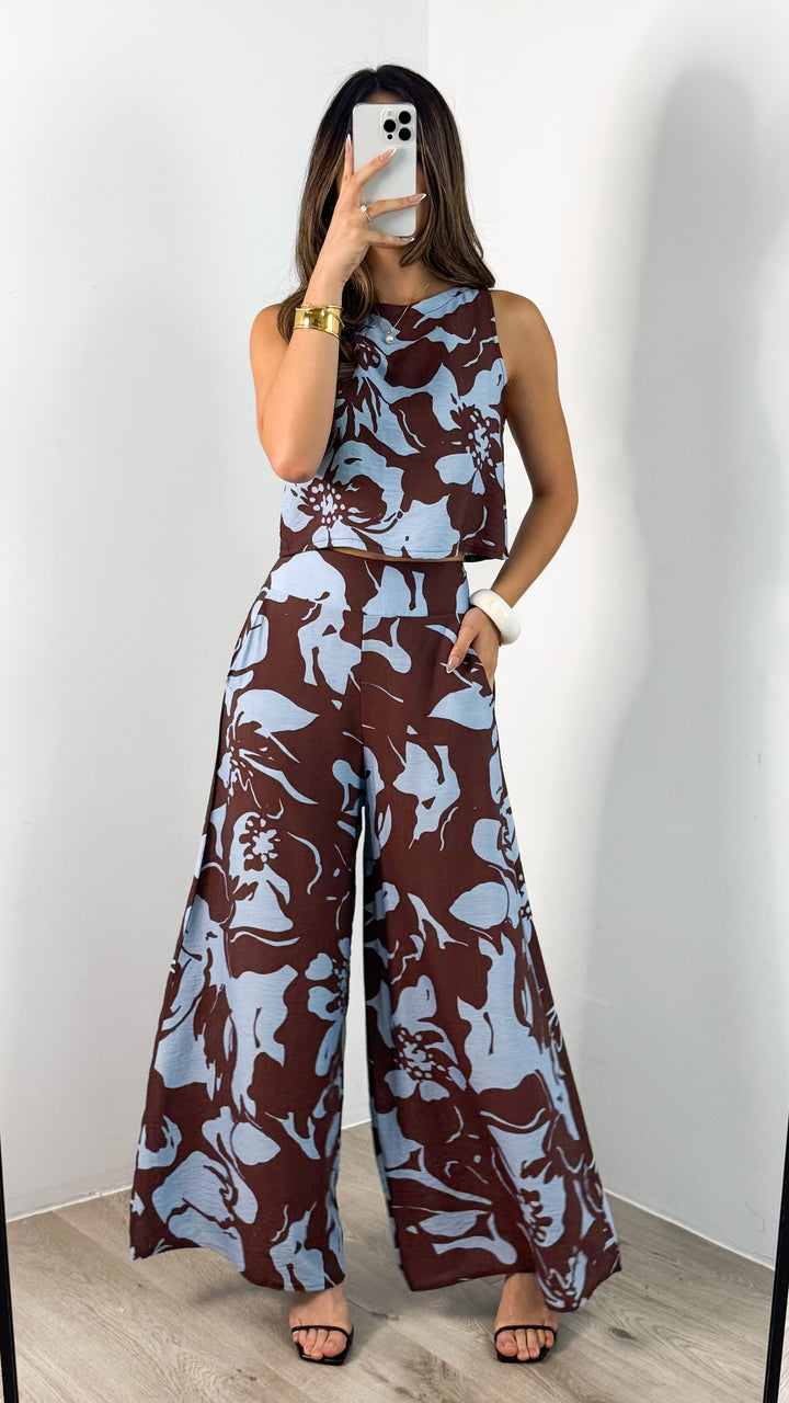 LUMINA TOP - CHOCOLATE/BABY BLUE