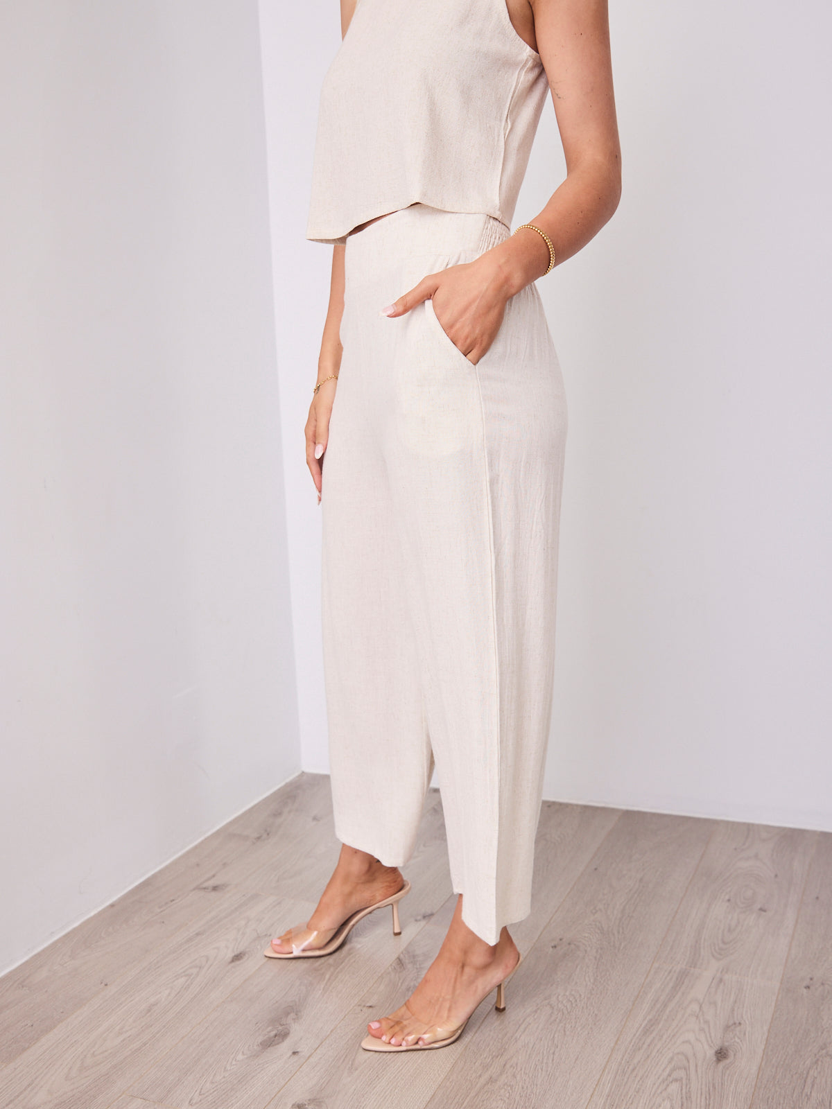 MEMPHIS 7/8 LINEN PANTS - BEIGE