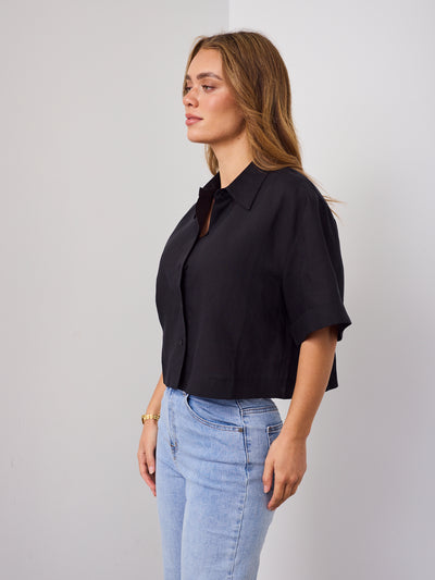 RODELL LINEN SHIRT - BLACK