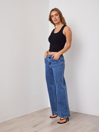 ROGERS RELAXED WIDE LEG JEAN - DARK DENIM