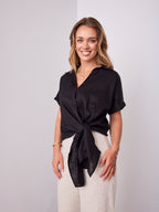 COMO LINEN SHIRT - BLACK