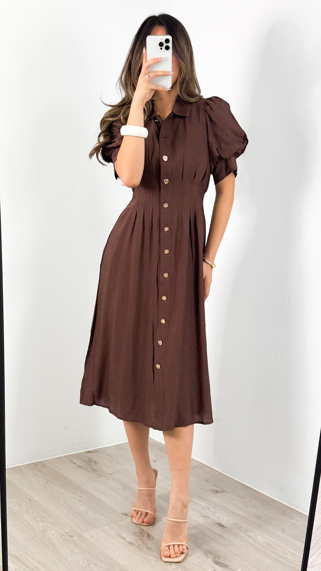 CASSANDRA DRESS - CHOCOLATE