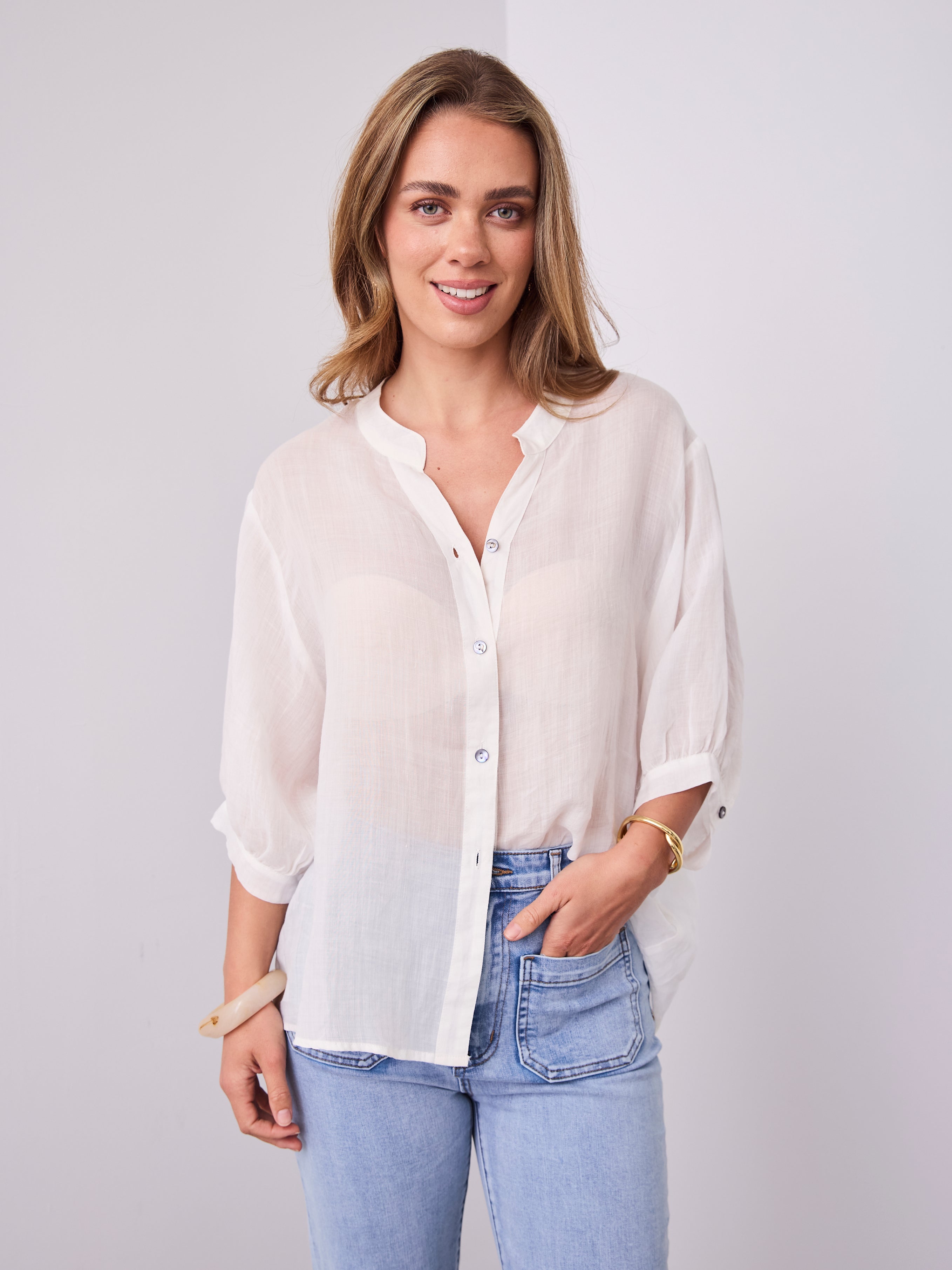 MARTA LINEN SHIRT - WHITE