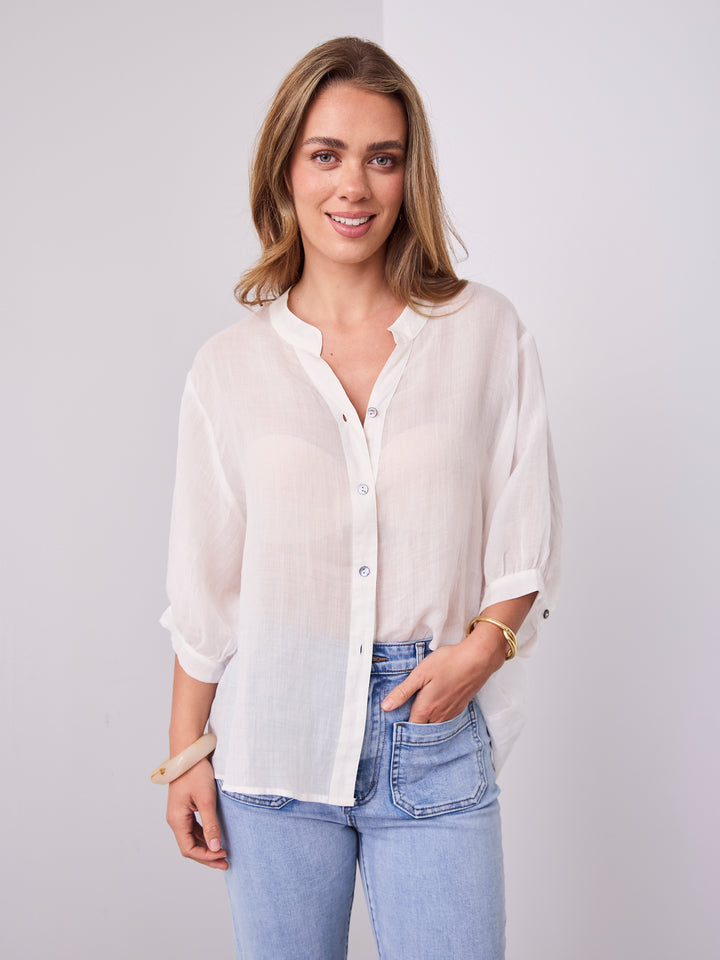 CATHY LINEN SHIRT - WHITE